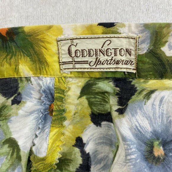Vtg 50s 60s Coddington Sportswear Floral Circle Skirt XS VLV Cotton Watercolor - Picture 5 of 7